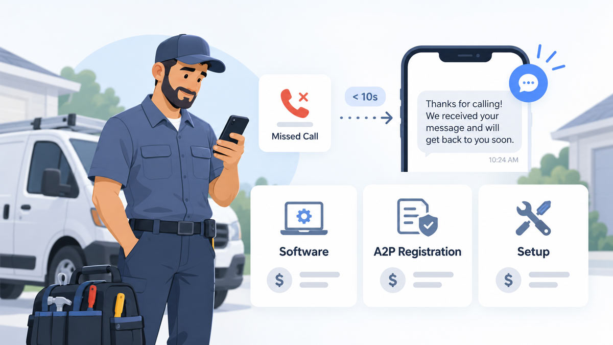 Missed call automatically turned into a text-back for an HVAC service shop